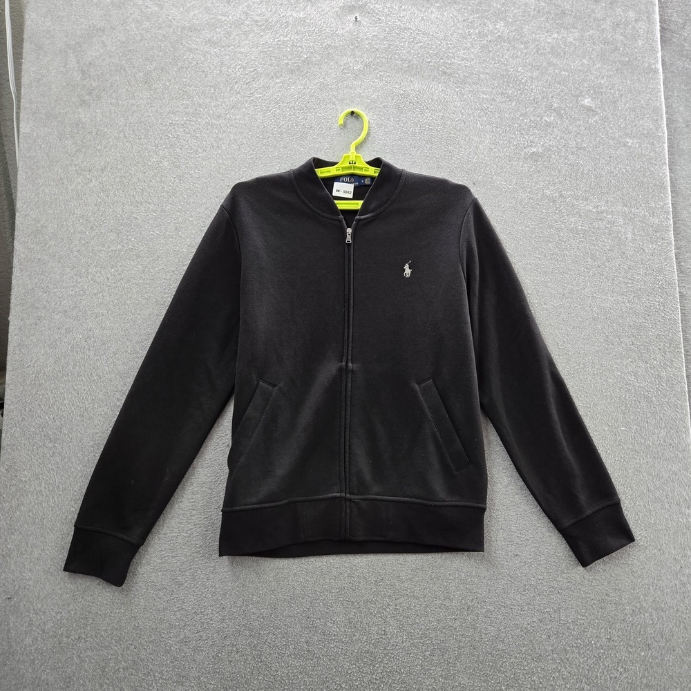 Polo Ralph Lauren Men Jacket M Black Track Pony Embroidered Logo Full Zip